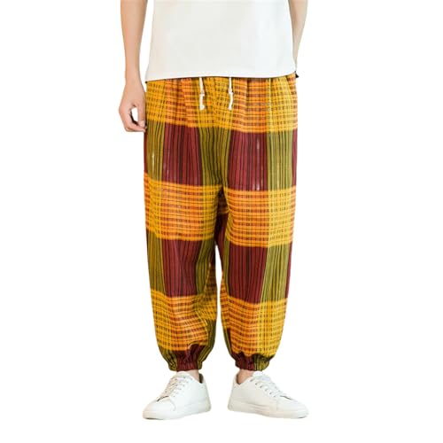 Pantalon d'été homme ample coton lin contre la chaleur style chinois