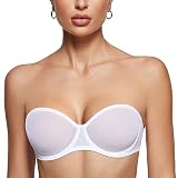INLYRIC Women's Sheer Strapless Bras Mesh Sexy Unlined Plus Size See Through Bra Underwire Demi Mesh Non Padded White - Size up in Both the Band and Cup 34C