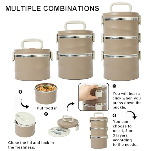 Lille Home Lillehome Stackable Stainless Steel Thermal Bento Lunch Box thumb #3