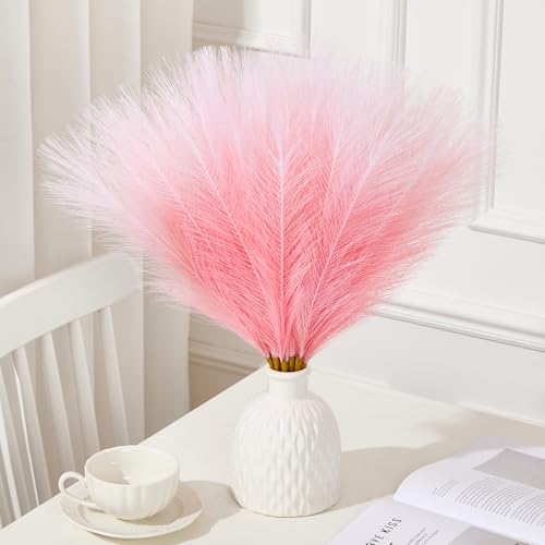 Serwalin 6PCS 17.7 Inch Gradient Light Pink Pampas Grass Decor Vase Filler
