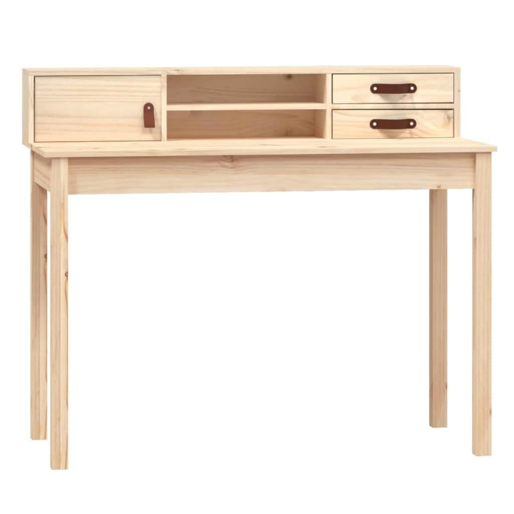 Scrivania in legno massiccio pino 110 x 50 x 93 cm con deposito