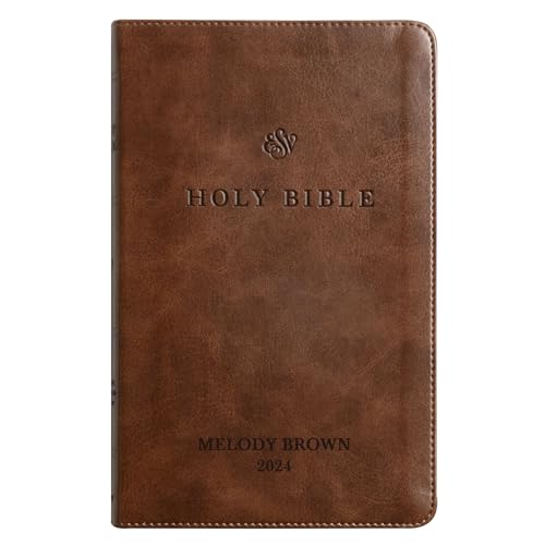 Custom Personalized Brown ESV Bible | Small Text | Customized with Name in Dark Brown | Faux Leather Premium Church Bible | English Standard Version Lay Flat Design