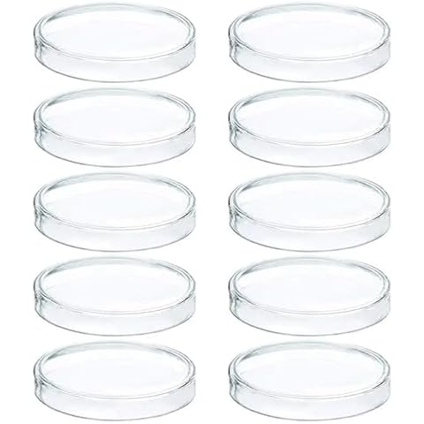 JAOTONGBO 10Pcs 30mm Clear Glass Petri Dishes with lids Microorganisms Cell Clear Sterile Instrument Drop Petri Plates Laboratory Supplies Cover