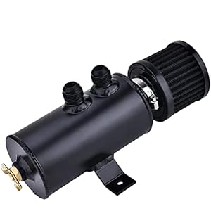 EVIL ENERGY 10an Oil Catch Can, 750ml Universal Baffled Catch Can with Breather Filter Aluminum Breather Tank 2 Port Air Oil Separator Black