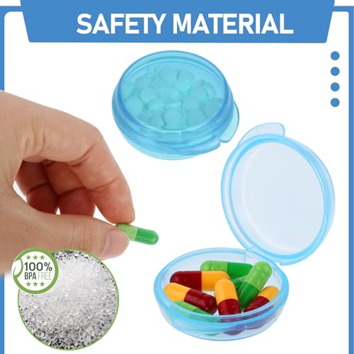 Image of 4 Pcs Mini Pill Organizer Small Pill Box Cute Portable Pill Case for Pocket Purse Travel Storage Containers Earplug Case Medicine Dispenser Vitamin Holder (4 Blue)