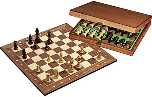 Philos Tournament Wooden Chess Set with 50cm Board and Wooden Pieces in Wooden Storage Box (90mm King)