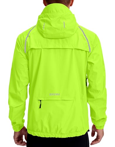 Image of Bikewa Men's Cycling Rain Jackets Waterproof Running Bike Windbreaker Lightweight Packable Hooded Jacket