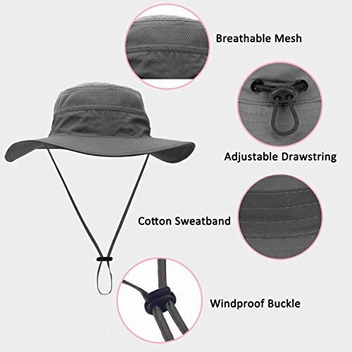 Jane Shine Outdoor Sun Hat Quick-Dry Breathable Mesh Hat Camping Cap Dark Gray