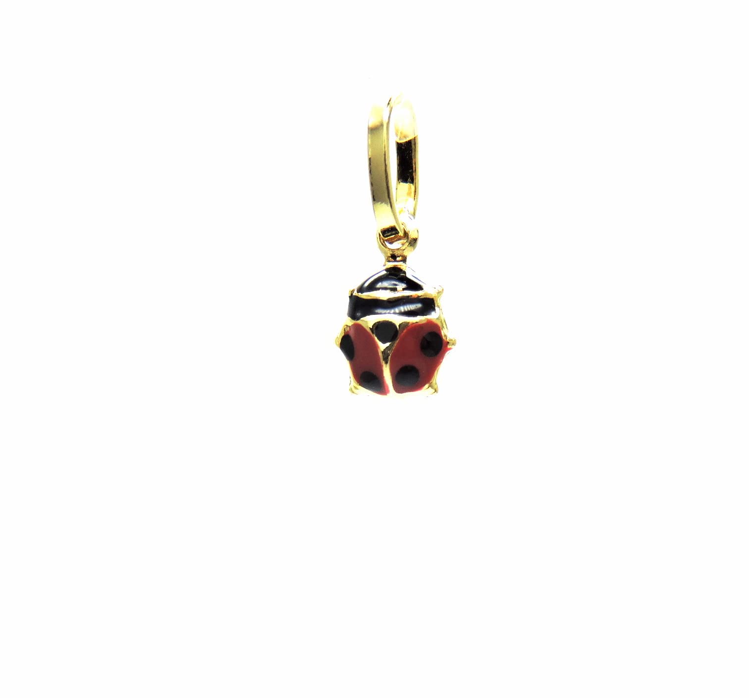 Ciondolo Oro Giallo 18kt (750) Pendente Piccola Coccinella Smaltata Rossa Mini Charms Ragazza Bambina