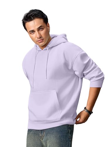 Image of Urbano Fashion Men's Cotton Solid Oversized Hooded Neck Sweatshirt
