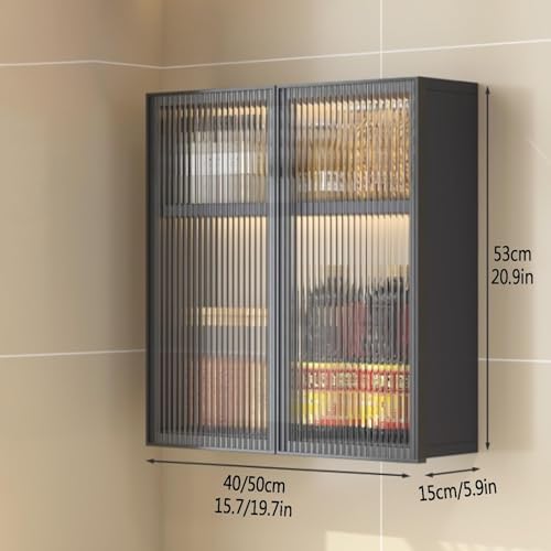 Wall-Mounted Over Toilet Storage Cabinet, Metal Bathroom Organizer with 2 Doors, Easy No-Punch Installation, Space-Saving Solution for Small Bathrooms