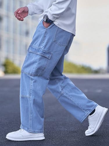 Image of TAGAS Men's Cargo Denim Pants - Baggy Utility Jeans with Multi Pockets, Relaxed Fit Jeans | Casual Workwear Pant