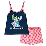 Disney Pijama Niña - Pijama Stitch Niñas 7-14 Años (9-10 años, Azul Marino)