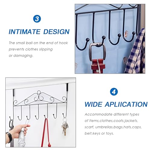 Image of JRM Over The Door Hanger with 7 Hooks - Heavy Duty Metal Hanging Rack Organizer for Clothes, Towels, Hats, Bags, Scarves - No Drilling Required, Steel Door Hook Rack for Bathroom, Closet, Office