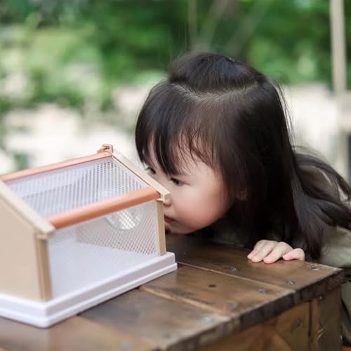 Insektenbeobachtungskäfig für den Außenbereich Zuchtkäfig für Seidenraupen 20 * 15 * 13cm Insekten-Schmetterlingskäfig Tragbarer Atmungsaktiver Kleintierkäfig (Khaki)