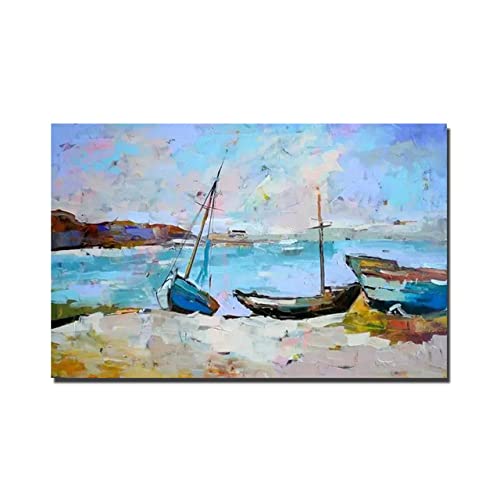 Peinture abstraite de voilier moderne pour une ambiance marine apaisante