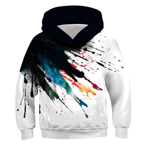 Generisch Hoodie Junge Pullover Bedrucktes Kapuzenpullover Kinder Sweatshirt Coole Klamotten Kleidung Oberteile Bekleidung Tops Kleinkind Modern Long Sleeve Top Weiß, 5 Jahre