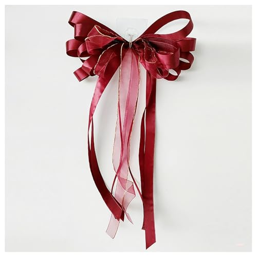 BrightGlow Lot de 4 nœuds en satin faits à la main pour mariage, rétroviseur, poignée d'antenne, décoration de voiture, mariage, bordeaux