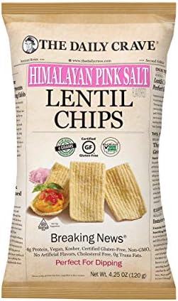 The Daily Crave Himalayan Pink Salt Lentil Chips, 4.25 Oz (Pack Of 8) 4 G Protein, Gluten-Free, Non-Gmo, Kosher, Crunchy