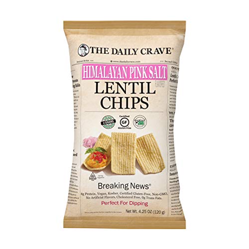 The Daily Crave Himalayan Pink Salt Lentil Chips, 4.25 Oz (Pack Of 8) 4 G Protein, Gluten-Free, Non-Gmo, Kosher, Crunchy #TOP13