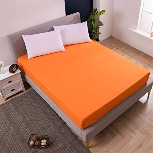 ASDFF Matratzenbezug Wasserdichter Matratzenbezug Festes, weiches Spannbetttuch Elastisches Band Hochwertiger Matratzenschutzbezug Luftdurchlässig Anti-Staubmilbe 80x200x30cm Orange Cover