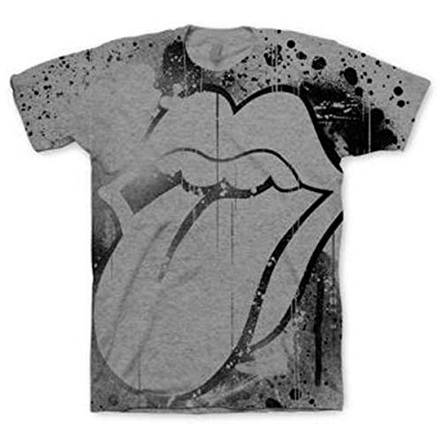 Rolling Stones Mono Tongue with Sublimation Printing Camiseta, Gris, M para Hombre