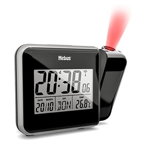 Mebus Funk-Wecker mit Projektion und Thermometer Kunststoff Schwarz normal 42425 thumbnail