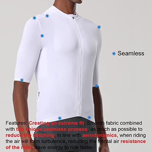 Image of YKYWBIKE Cycling Jersey Men Aero Race Fit, Road Bike Jersey Short Sleeved Moisture Wicking, Breathable,Zip Pocket,UPF50+