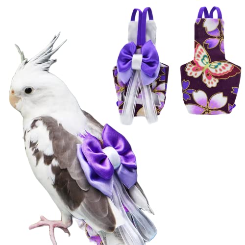 Bird Flight Suits Diapers, Parrot Flight Suits Diapers For Monk Parakeets, Cockatiels Flight Suits, Parrot Clothes, Bird Training Nappy Suit Liners Clothes (M, Purple-A) #TOP7