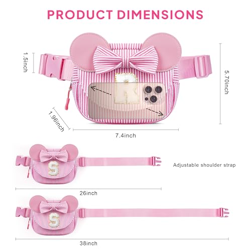 Image of Birthday Gifts for Kid Girl Initial Crossbody Belt Bag Purse Pink A | Birthday Gift for 4 5 6 7 8 9 10 11 12 Year Old Girls Kids, Initial Crossbody Bag, Letter Belt Bag, Sling Bags Girls Purse