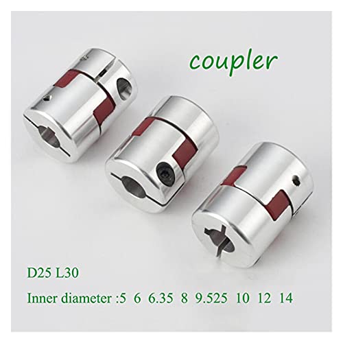 SUOFEILAIMU-PHONE CASE Metal Coupler D25L30 Three Jaw Aluminium Flexible Shaft Coupling for Motor Connector 5/6/6.35/8/10/12mm (Inner Diameter : 9.525x10)