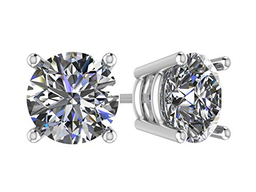 NANA Stud Earrings-Sterling Silver Round Cut Swarovski Zirconias 4.0mm (0.50cttw) White Gold Plated