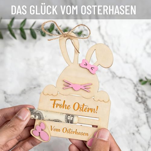 Ostergeschenke Osterhasen, Geldgeschenk Verpackung mit Umschlag - \Frohe Ostern! Vom Osterhasen\ - Holz Osterfest Anhänger Geschenkanhänger Osterdeko