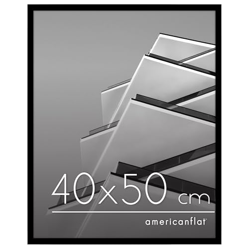 Americanflat Cornice 40x50 cm Nera - Cornice per Foto con Bordo Sottile e Pannello Protettivo in Plastica - Cornice da Parete con Ganci Seghettati Integrati - Orizzontale o Verticale