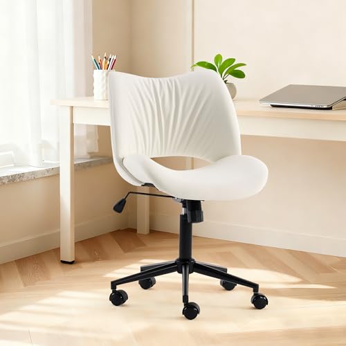 ROHASID Armless Desk Chair, Comfy Armless Office Chair with Wheels,