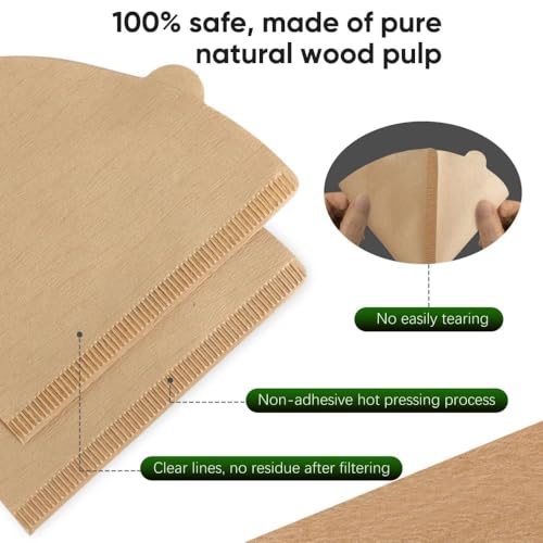 Image of 100 Count Cone Shaped Unbleached Coffee Filters - Natural Paper, No Blowout, Eco-Friendly, Disposable for Pour-Over & Drip Coffee Makers