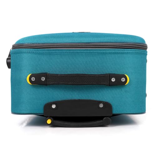 Image of Trolley Bag 20 Inch Cabin Size | Soft Shell Travel Suitcase with Reinforced Stitching Lightweight Fabric Luggage for Flight Cabin | Turqoise