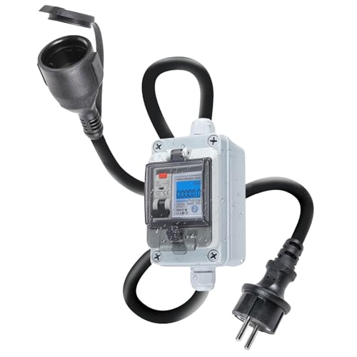 Stromzähler Steckdose, mit FI Schutzschalter Typ A 230V fi...