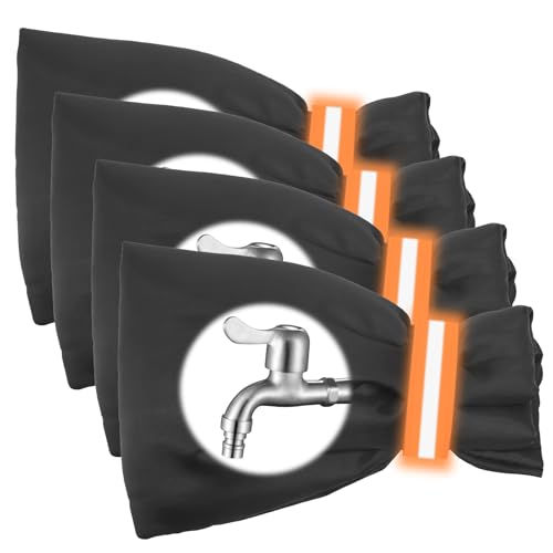 4 Pièces Housse de Robinet Extérieur Couvercle Antigel pour Robinet Housse de Protection de Jardin Imperméable Avec Bande Réfléchissante Protection Contre Le Gel en Hiver Imperméable et Epaisse Noir