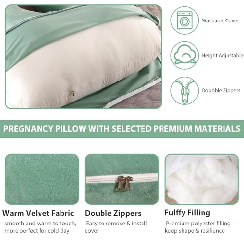 BATTOP Pregnancy Pillows for Sleeping,Full Body Maternity Pillow,Support for Back,HIPS,Legs,Belly for Pregnant Women,Pregnancy Pillow with Removable Cover