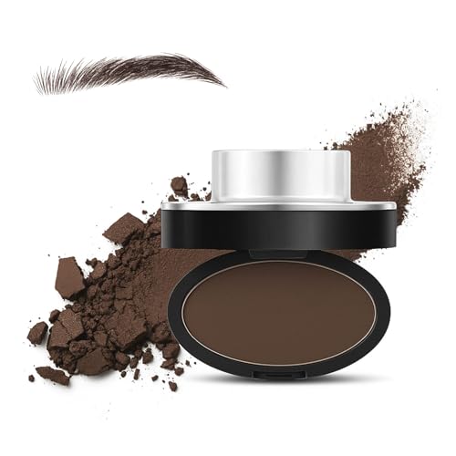 Waterproof Eyebrow Stamp Kit with Smudge-Proof Powder & Stencil, 1-Second Application for Natural Brows, Long-Lasting Dark Tint Brow Pomade, Beginner-Friendly & Easy-to-Use Press Design (Dark Brown)