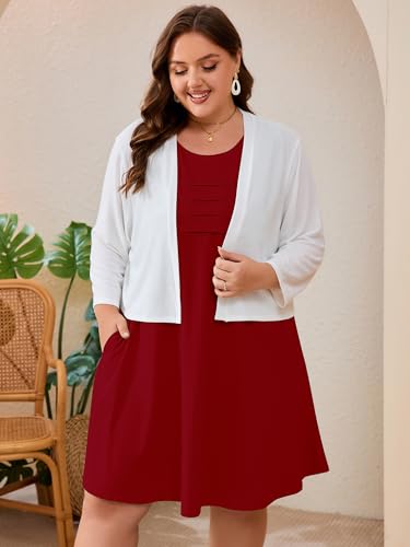 Image of AusLook Plus Size Womens Summer Dresses 2025 V Neck Sleeveless Sundresses with Pockets Beach Vacation Clothes
