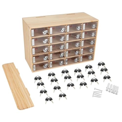 Armadietto per telefono in legno con serratura, 40 scomparti, per aula e ufficio, elegante dispositivo di archiviazione per scuole, spazi di lavoro e aziende