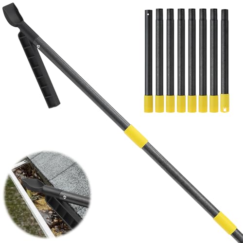 Gutter Cleaning Tools, 10 FT Gutter Scoop Cleaner Tool, Rain Gutter Shovel Cleaning Tool for Removing Leaves and Debris