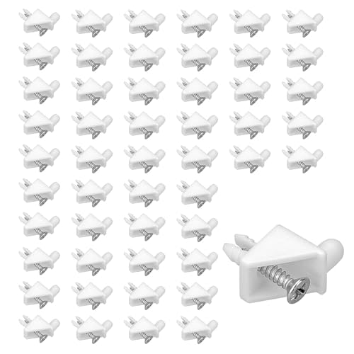 Soporte Baldas, 50 Piezas Soportes para Estantes, Blanco Soportes para Estantes Tipo L, Con Tornillos, Diseño Trapezoidal Soporte Balda, Para Armarios, Armarios de Cocina, Estanterías
