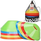ProMidas Mini Cones for Sports - Better Space Utilization - Comes with Shoulder Strap - for Agility Training Drills (Multi Color - 50 Pack)