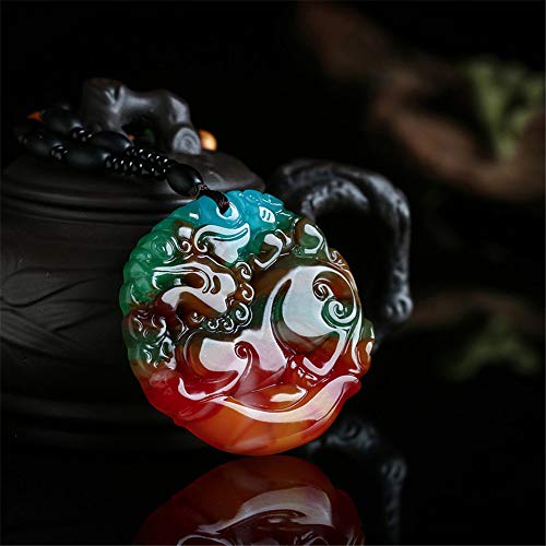 EASTCODE Amazing China Natural Colorful Stone Hand-Carved Pixiu Pendant Men and Women's Lucky Amulet Necklace to Attract Wealth Dropship