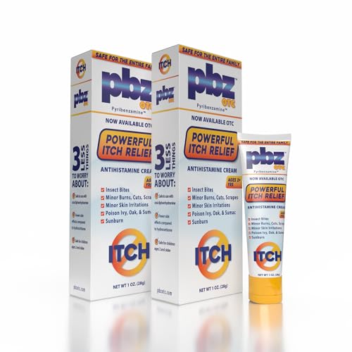 PBZ OTC Antihistamine Cream with 1% Tripelennamine HCl Kid Safe Itch Relief 1 Oz 2 Pack