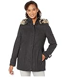 LONDON FOG Layla Wool Blend Parka with Removable Hood Charcoal LG
