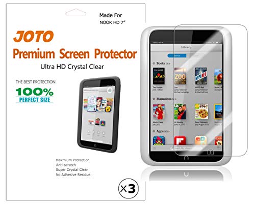 JOTO Premium Screen Protector Film for Barnes and Noble NOOK HD 7 inch Tablet, Ultra Crystal Clear (Invisible)(3 Pack)